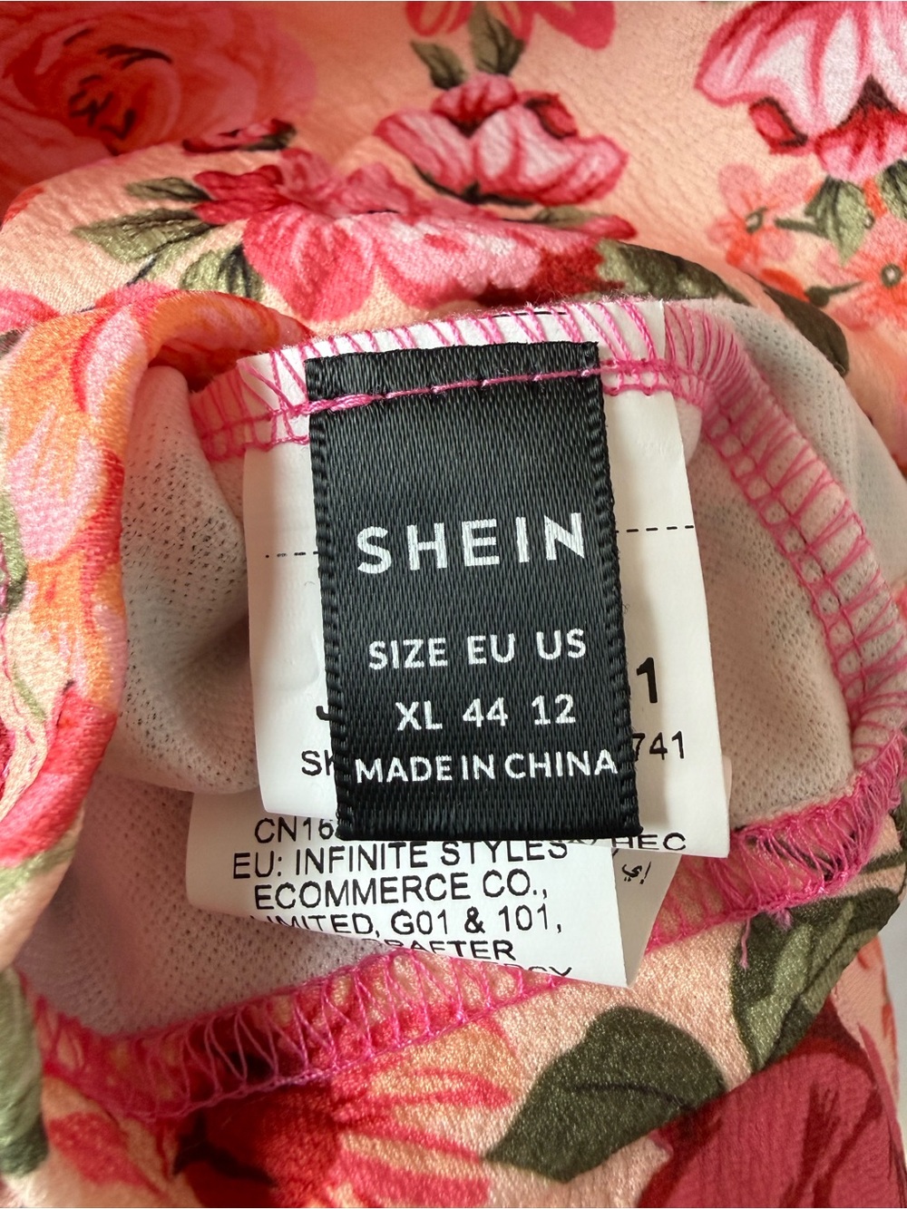 “SHEIN Floral Ruffle Tank Top XL Square Neck Sleeveless Pink Green Summer” - Picture 3 of 5